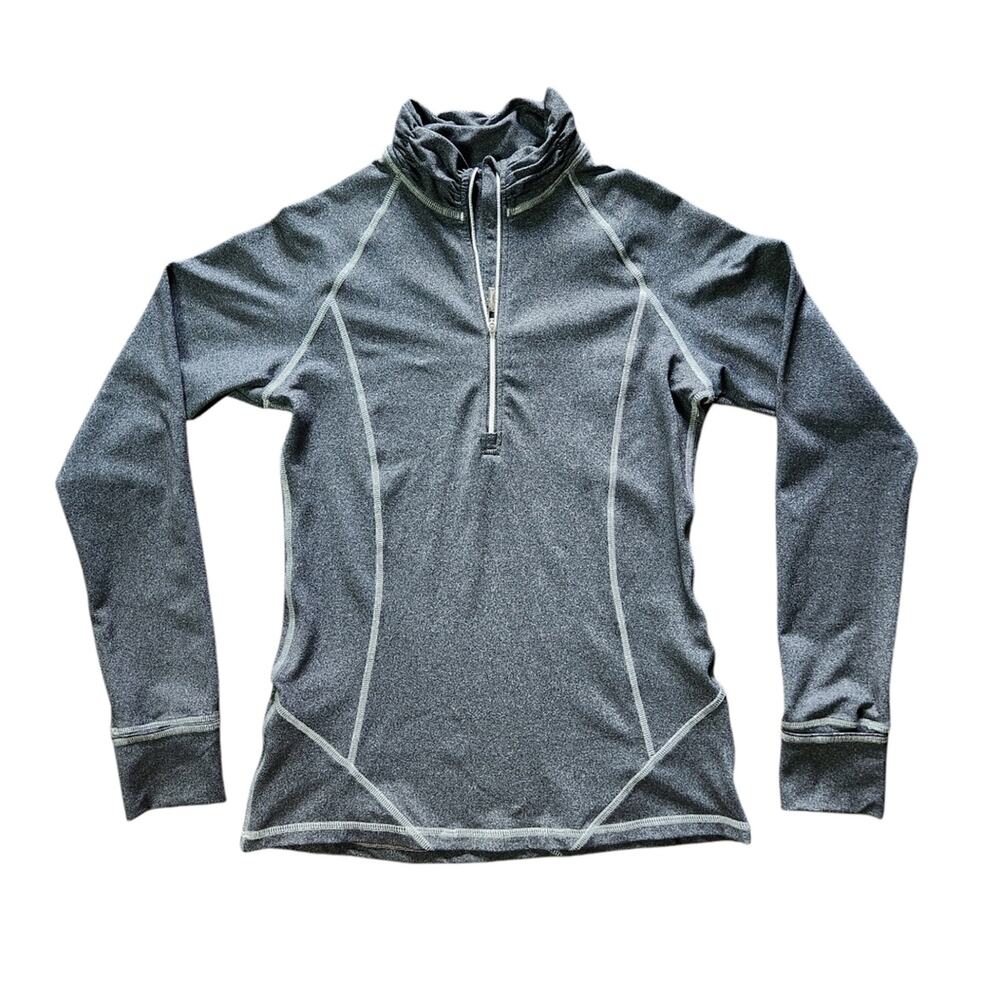 Sofibella half zip top long sleeves ruched collar heather gray size L